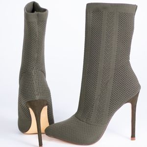 OLIVE ANKLE SOCK BOOTIE
